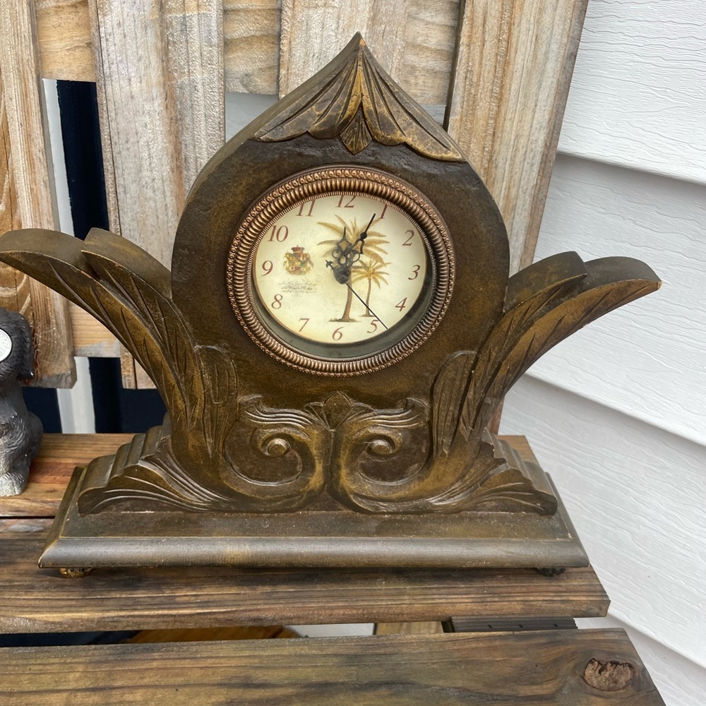 Vintage Palm Tree Nautical Scene Mantel Clock